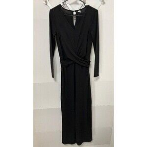 Old Navy Woman's Black Jumpsuit/Jumper Elegant  Faux Wrap Wide Leg Size Small